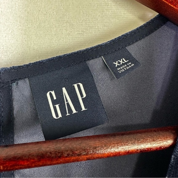 Gap Velvet Midi Slip Dress Short Sleeve Puff Sleeve Navy Luxury XXL Casual Soft - Picture 2 of 9
